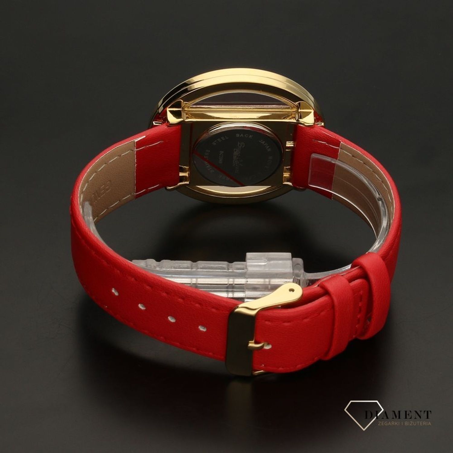 Zegarek damski Bruno Calvani BC2048 GOLD pasek czerwony (1).jpg